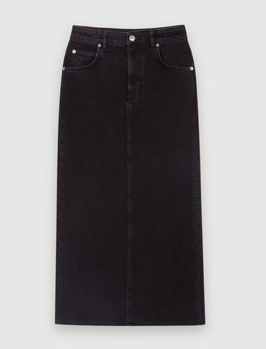 knee length denim skirt black