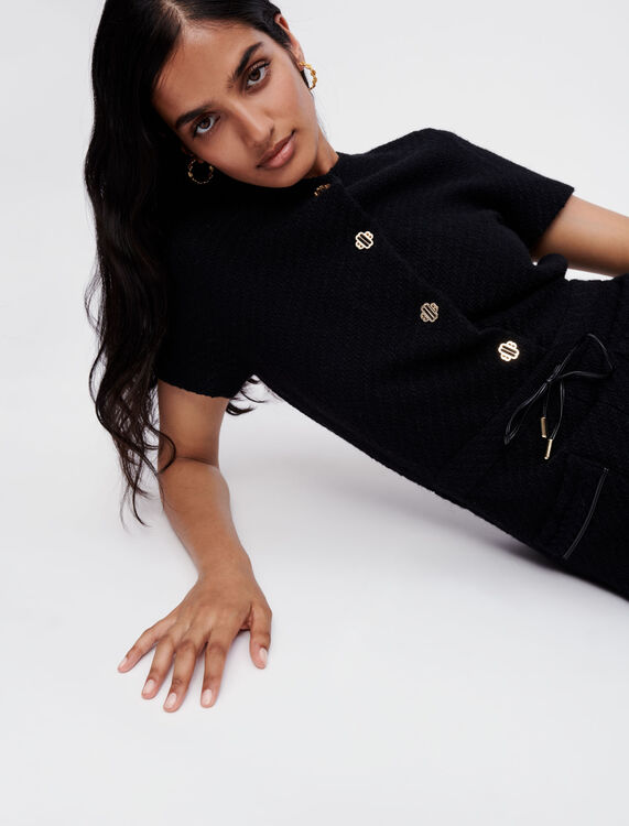 Black tweed playsuit - Jumpshort & Jumpsuits - MAJE