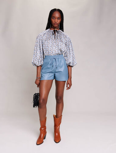 Leather-look shorts : Skirts & Shorts color Blue