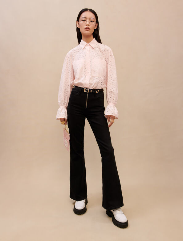 Pink broderie anglaise shirt : Lunar New Year color Pink