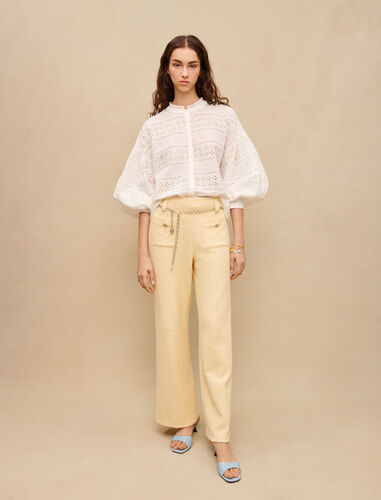 Embroidered white cotton blouse : Shirts color White