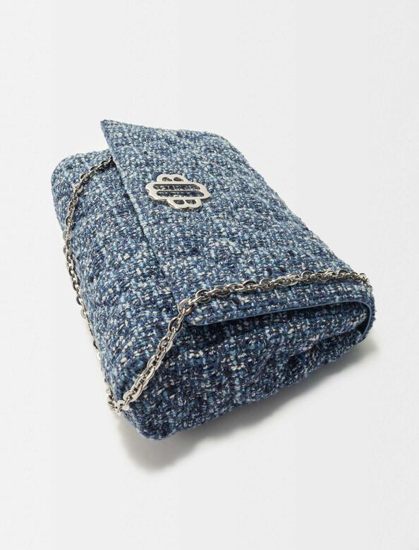 Maje Clover bag in marl tweed : Shoulder bags color Blue