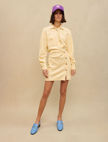 Yellow lurex tweed asymmetric dress : Dresses color Pale Yellow