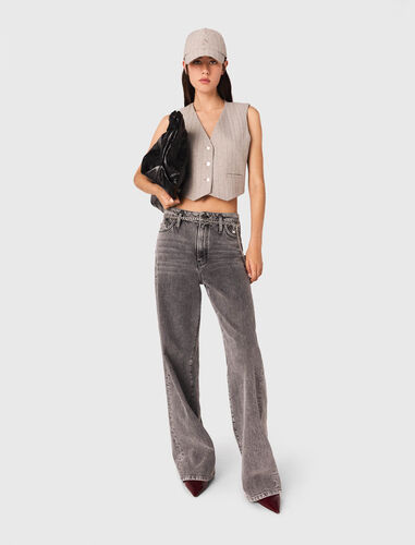 Diamanté tailored jacket : Tops color Light Grey