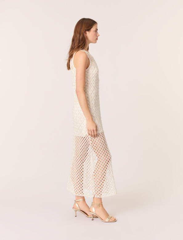 Beaded crochet maxi dress : Dresses color Navy