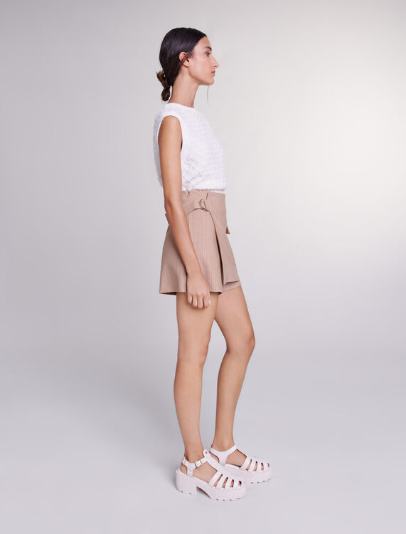 Striped layered effect shorts - Skirts & Shorts - MAJE