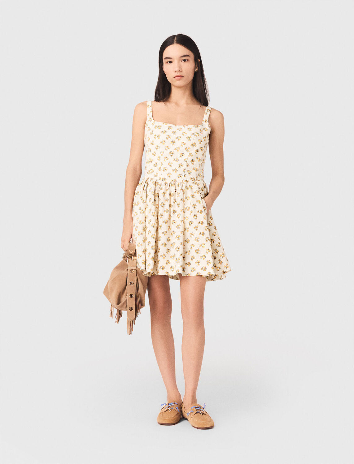 Short flared patterned dress - Dresses - MAJE