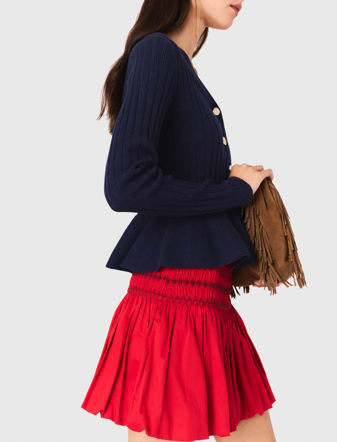 Peplum waist cardigan - Sweaters & Cardigans - MAJE