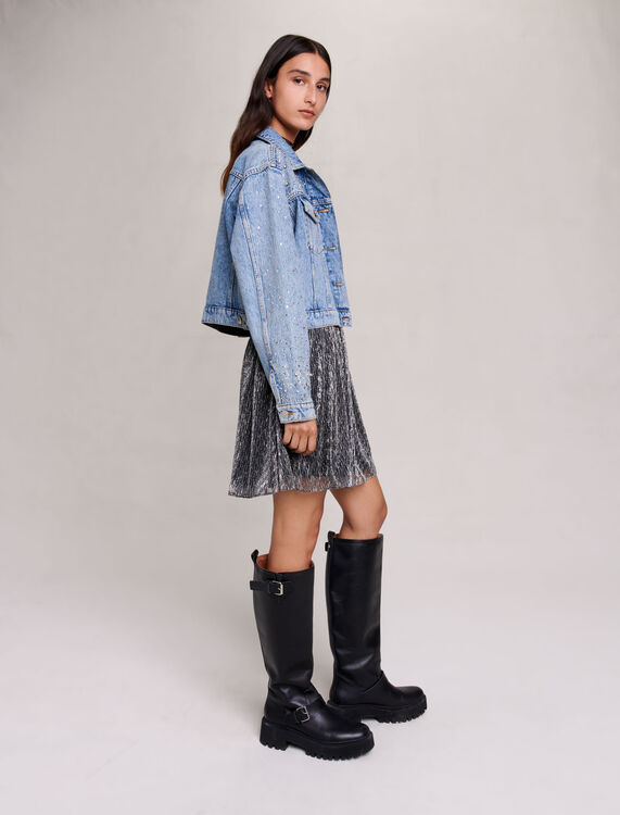 Denim jacket with rhinestones - Coats - MAJE