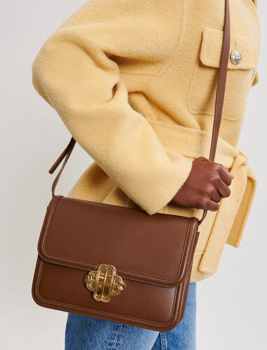 Leather bag with clover clasp : M Bag color Black