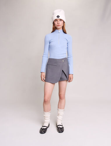 Short wraparound skirt : Shirts color Grey