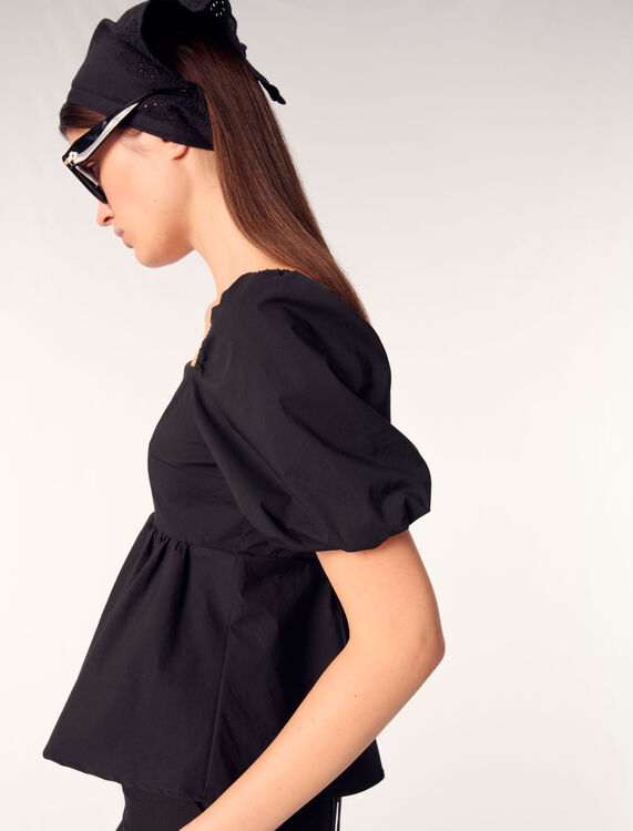 Poplin top with balloon sleeves - Tops - MAJE