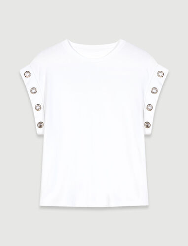 Eyelet detail T-shirt : T-Shirts color White