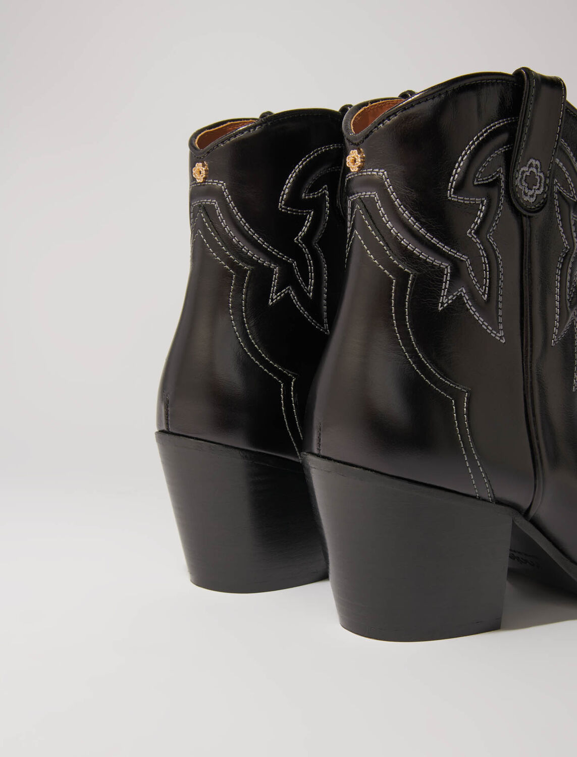Leather cowboy ankle boots - Fall-Winter Collection - MAJE