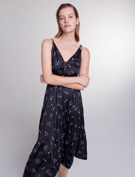 Sequin-embroidered maxi dress -  - MAJE