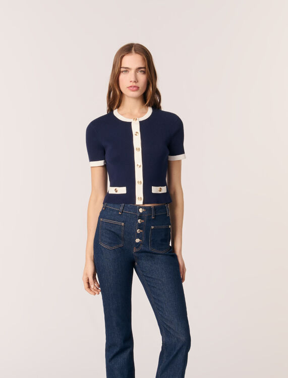 Contrasting cropped cardigan - Sweaters & Cardigans - MAJE