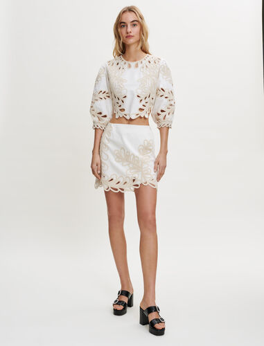 Fully embroidered top : 30% Off color Ecru