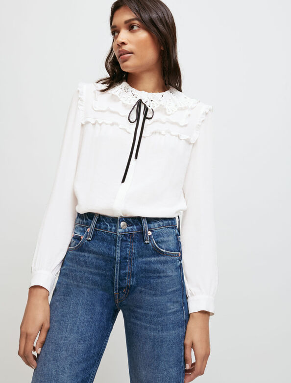 Fluid ruffled crepe shirt : Up to 60% off color 