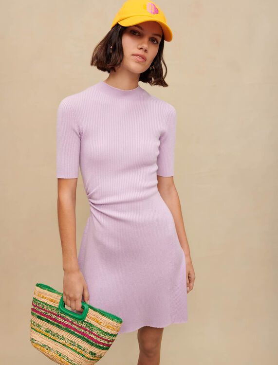Mauve openwork knit dress - Dresses - MAJE