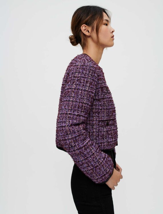 Quilted purple tweed jacket - Coats & Jackets - MAJE