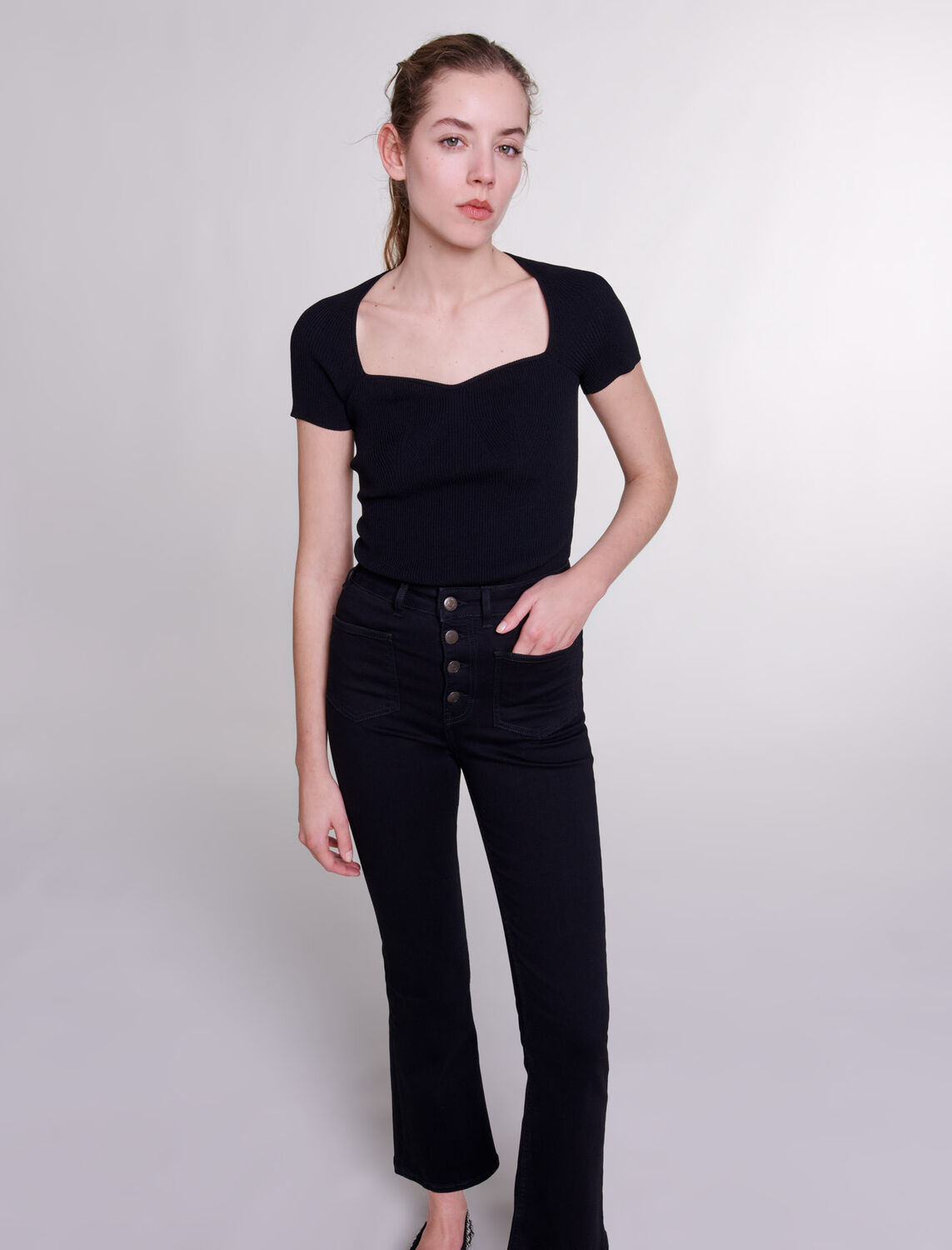maje : Trousers & Jeans 顏色 黑色/BLACK