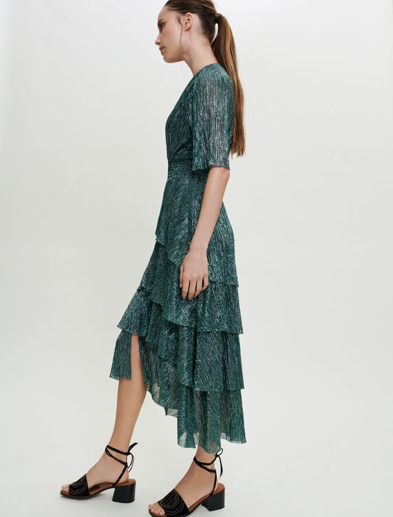 Stretch lurex fabric dress with ruffles - Dresses - MAJE