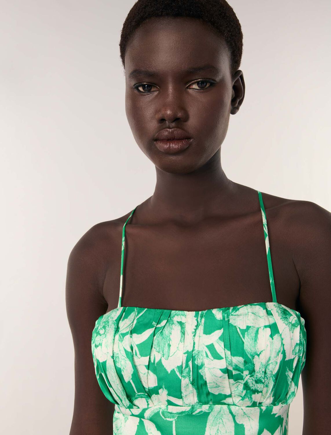 Patterned maxi dress : Dresses color Ecru/green floral print