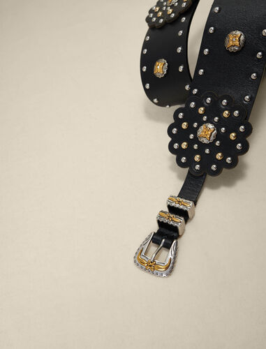 Studded leather corset belt : Belts color Black