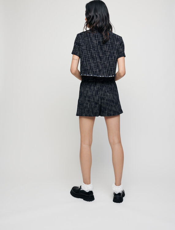 Tweed-style trompe l’oeil pleated shorts - Skirts & Shorts - MAJE
