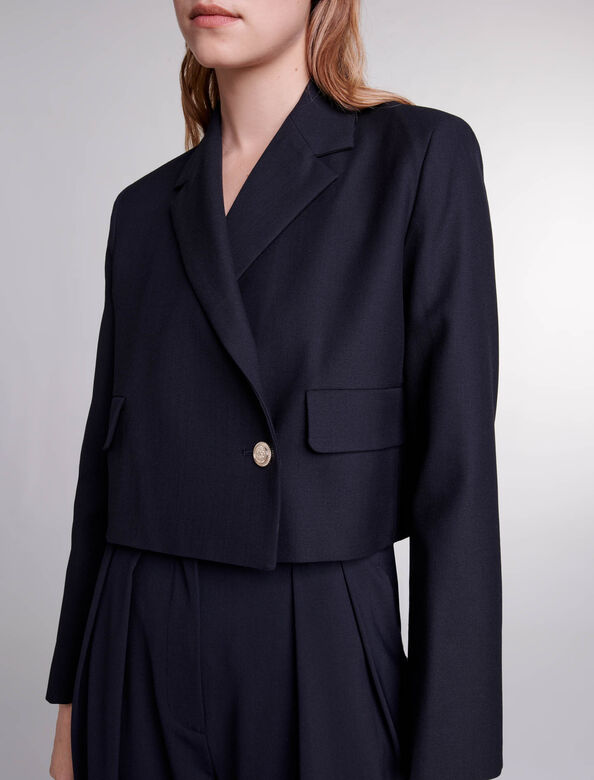 Short straight-fit jacket : Blazers & Jackets color Black
