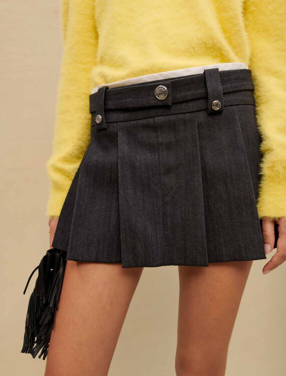 Black denim-effect mini skirt - Skirts & Shorts - MAJE