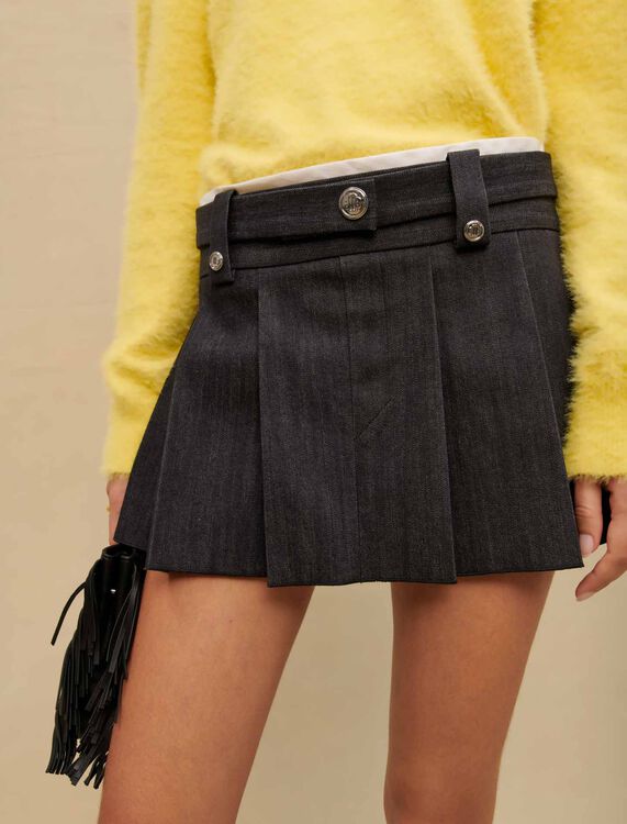 Black denim-effect mini skirt -  - MAJE