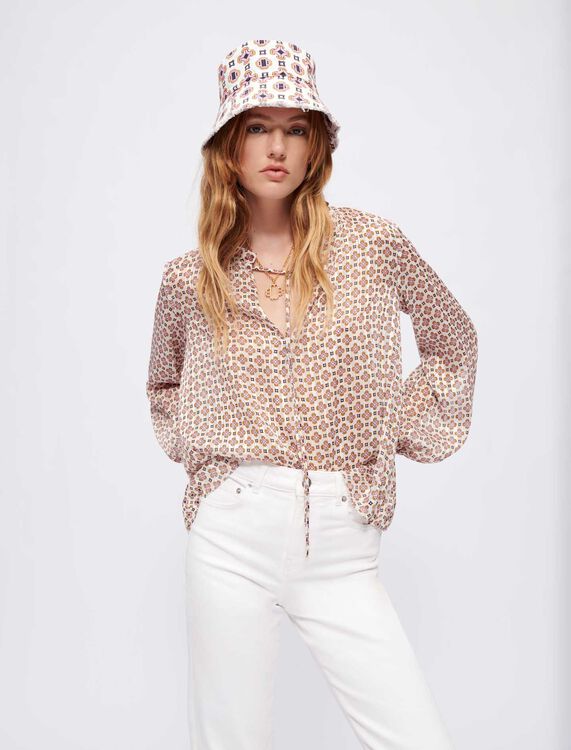 Flowing printed jacquard top -  - MAJE