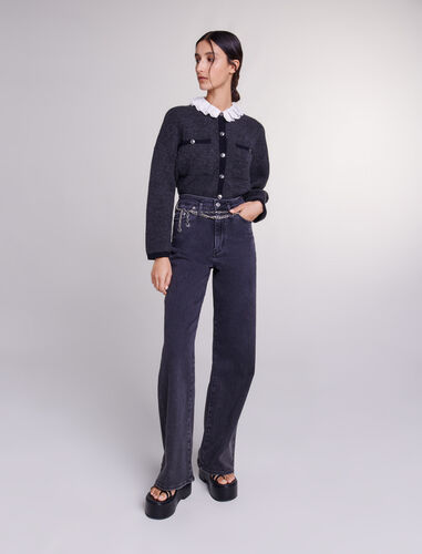 Black belted baggy jeans : Trousers & Jeans color Black