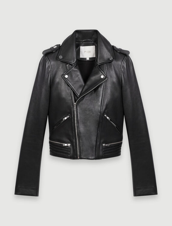 Leather biker jacket - Coats - MAJE