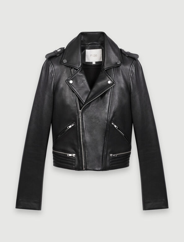 Leather biker jacket : Coats color Black