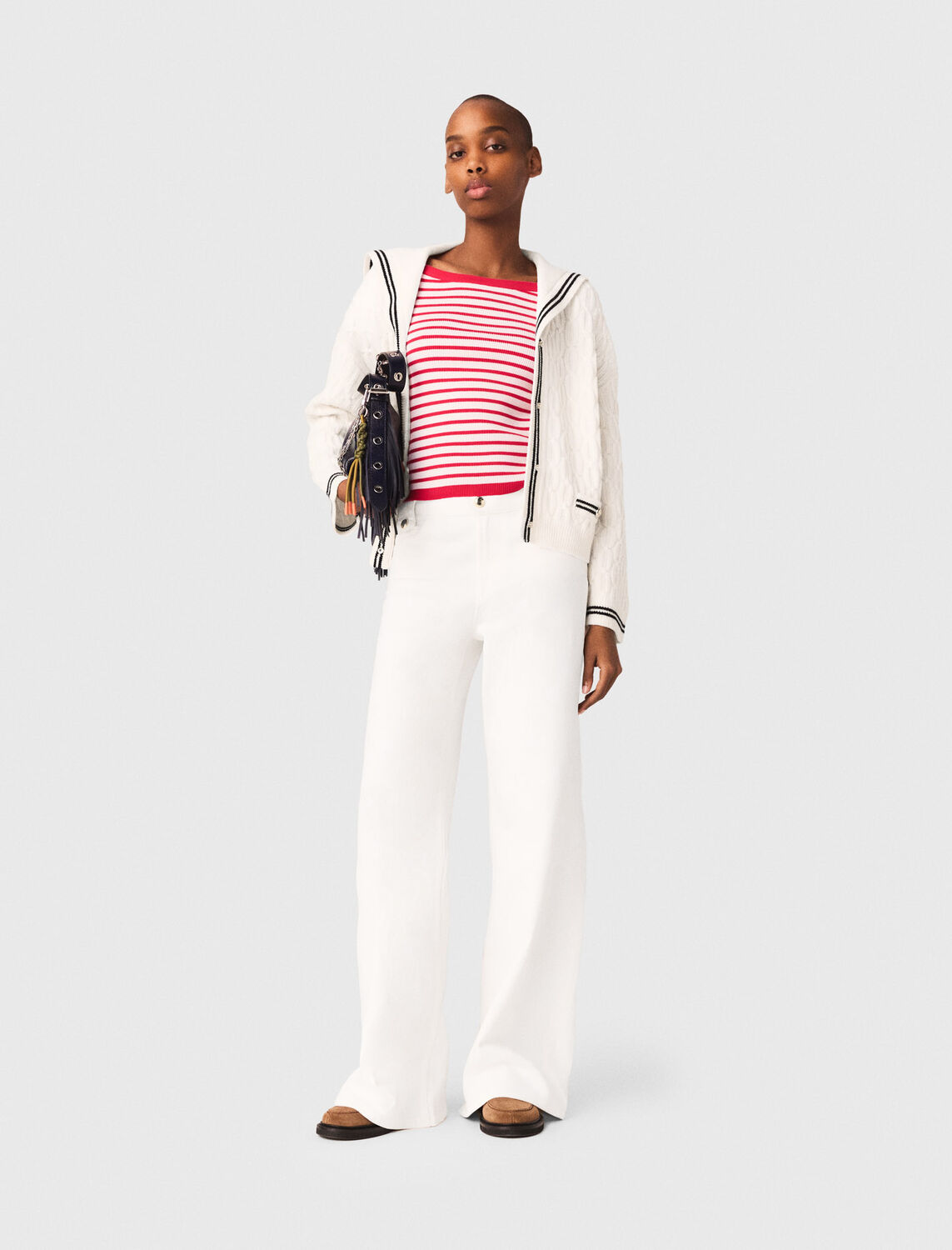 Cable-knit boat neck cardigan - Sweaters & Cardigans - MAJE