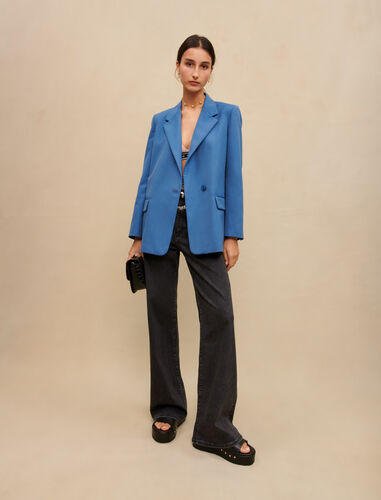 Blue straight tailored jacket : Coats & Jackets color Blue