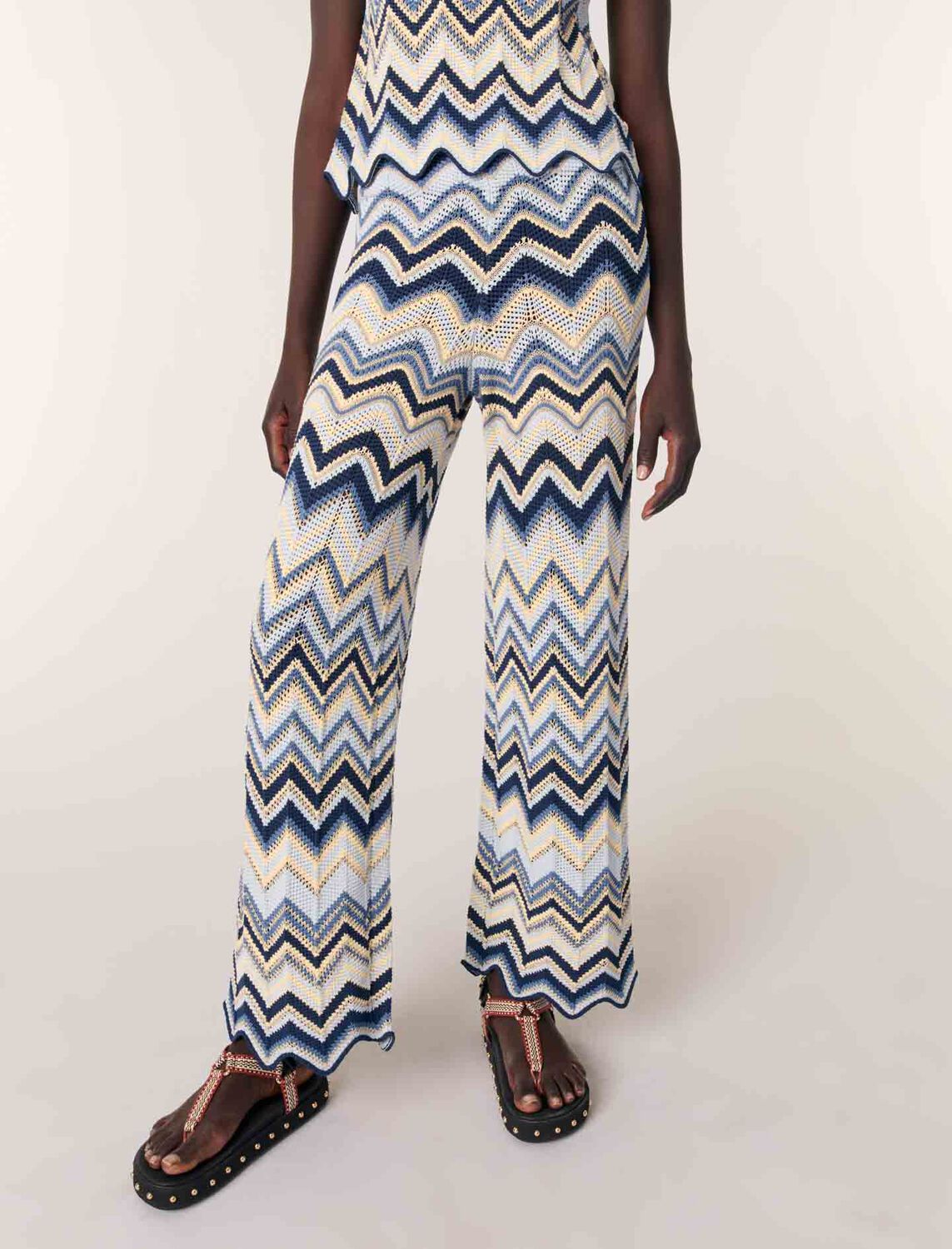 maje : Trousers & Jeans 顏色 蓝白/blue ecru