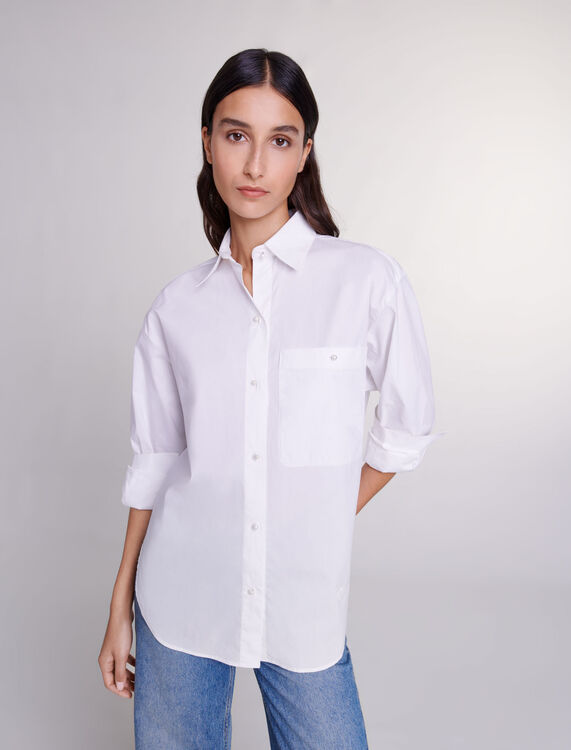 White cotton poplin shirt - Shirts - MAJE