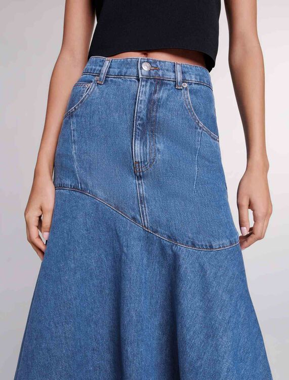 Asymmetrical denim skirt - Skirts & Shorts - MAJE