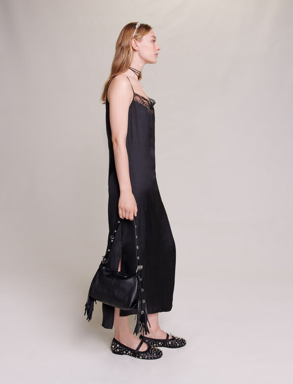 Satin-look maxi dress : Dresses color Black