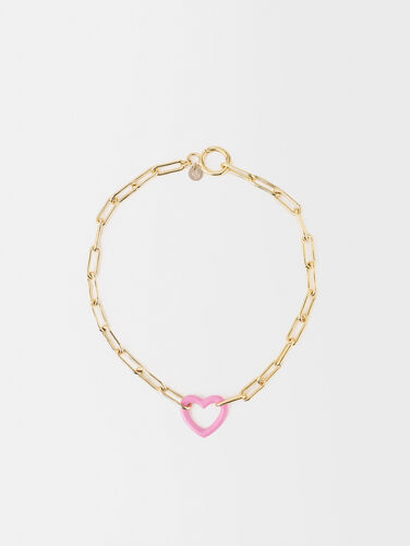Pink heart necklace : Jewelry color Gold