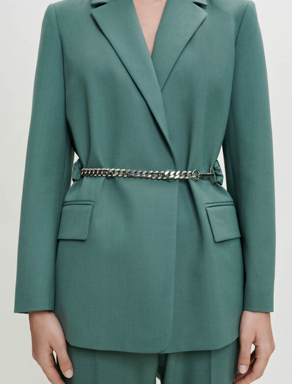 Tailored jacket with chain belt : Blazers & Jackets color Green