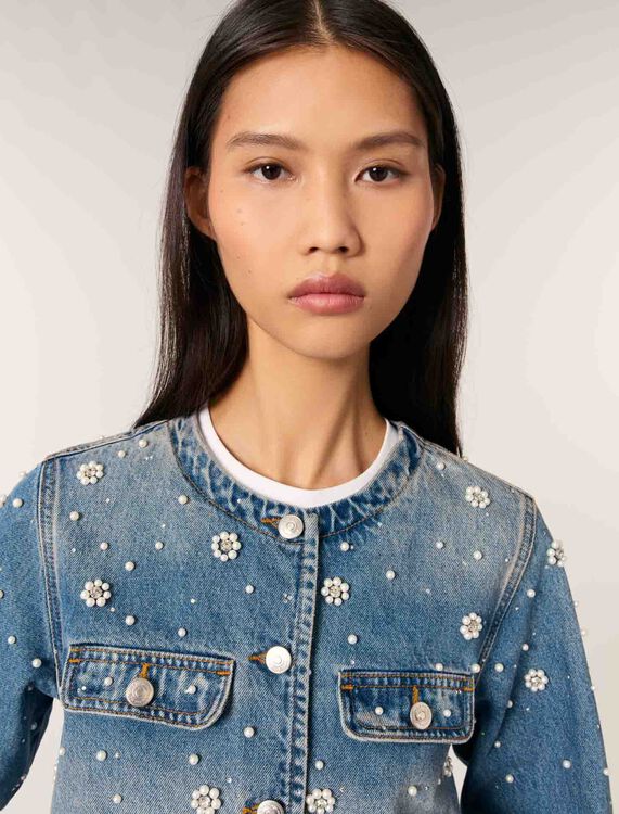 Embroidered denim jacket - Blazers & Jackets - MAJE