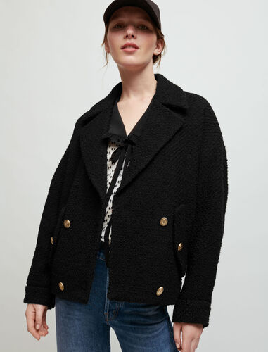 短款粗花呢大衣 : Coats & Jackets 顏色 黑色/BLACK