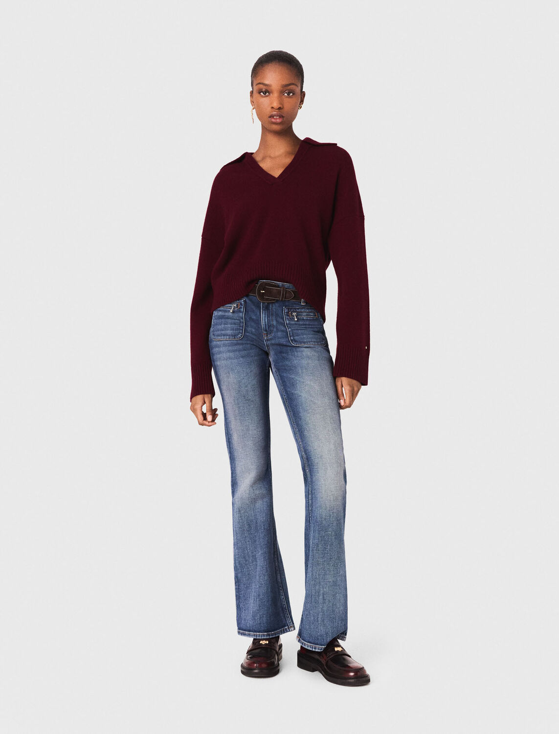 Open polo collar cardigan - Sweaters & Cardigans - MAJE