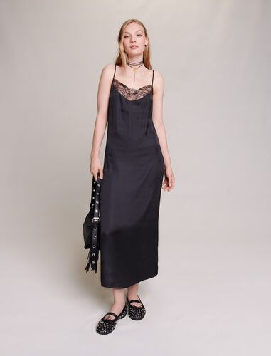 Satin-look maxi dress : Dresses color Ecru
