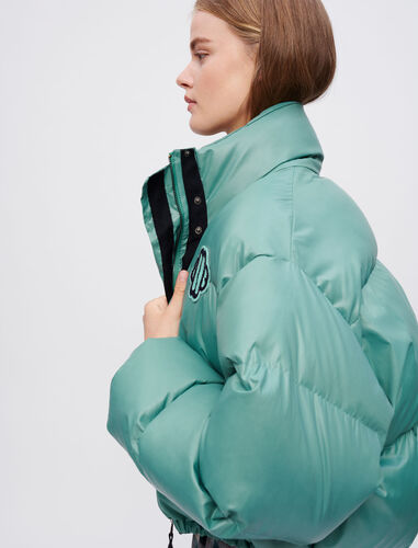 Green down jacket with Maje Clover patch : Coats & Jackets color Green