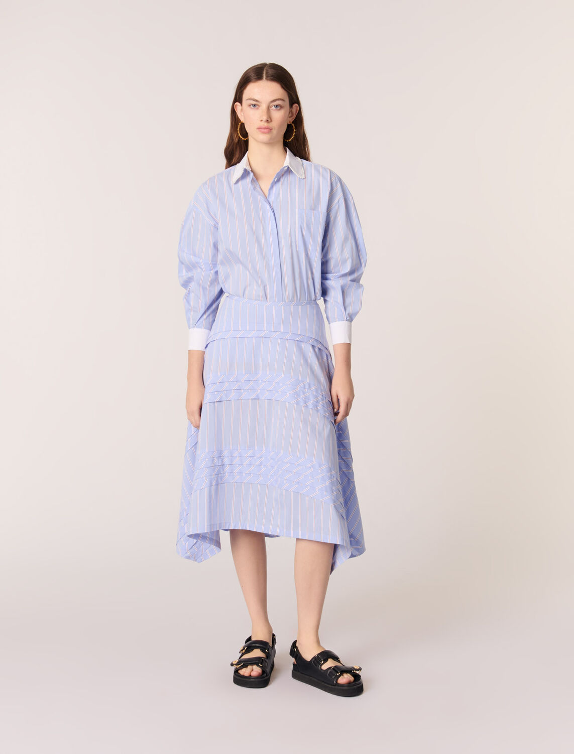 Striped cotton maxi skirt - Skirts & Shorts - MAJE